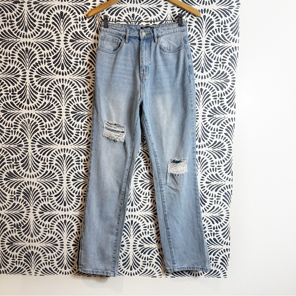 Missguided Distressed Leg Split Cuff Straight Leg… - image 1